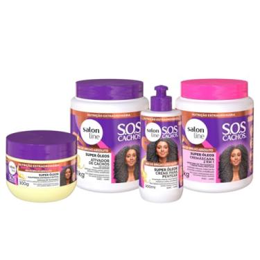 Imagem de Kit Super Óleos com Creme de Pentear 300ml + Manteiga + Cremáscara + Ativador 1kg Salon Line