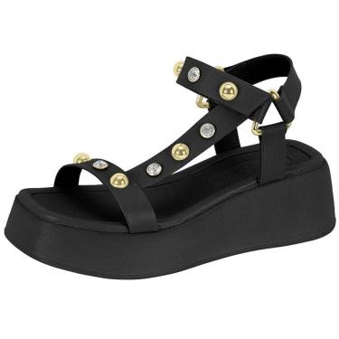 Imagem de Sandália Feminina Flatform Tratorada Tira Pedraria Beira Rio