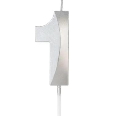 Imagem de Vela de Aniversario Design Prata Perolizada (Numero 1)