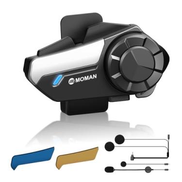 Imagem de Moman Intercomunicador para motocicleta, H2S 【Atualização H2PRO】 Alto-falante para capacete de motocicleta 2 vias 1000 m, fone de ouvido com cancelamento de ruído triplo/multitarefa de áudio/Hi-Fi