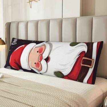 Imagem de Capa de travesseiro de corpo de Papai Noel de Natal de microfibra longa para presente para mulheres e homens, fronha de corpo ultra macia e aconchegante com zíper oculto para decoração de casa 50 x