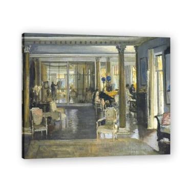 Imagem de The Drawing Room, Falconwood John Lavery Iconic Realist Portrait & War Scene Canvas Art – Decoração de parede irlandesa atemporal para casa emoldurada 39,98 x 48 cm