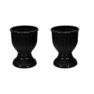 Imagem de 2 Vasos Estilo Romano Decoração Festa Acrílico 13cm X 18cm (PRETO)