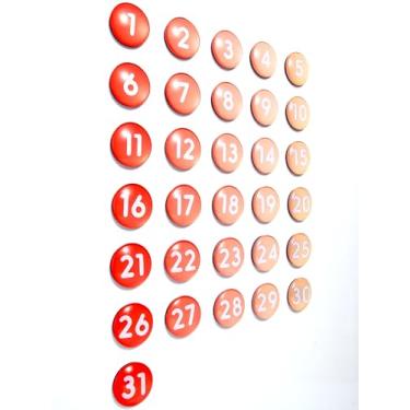 Imagem de Tellegloww Grandes números de calendário magnético, ímãs de calendário de vidro colorido para quadro branco apagável a seco, quadro branco magnético, geladeira 3,5 cm (gradiente laranja)