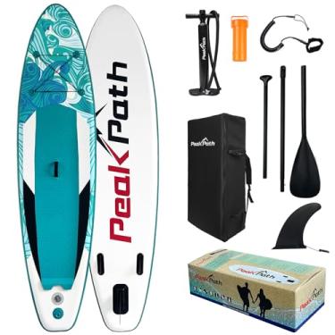 Imagem de Peakpath Prancha De Stand Up Paddle Inflável (6 "De Espessura) Com Acessórios De Sup Premium E Bolsa, Barbatana Inferior Para Remar, Controle De Surf, Deck Antiderrapante, Trela, Remo E Bomba Manual B