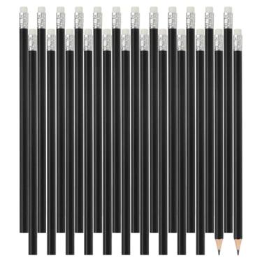 Imagem de PATIKIL Lápis de madeira hexagonais a granel, pacote com 24 lápis de grafite HB com borracha para material de escritório, materiais de desenho de arte de marcação de engenharia, preto