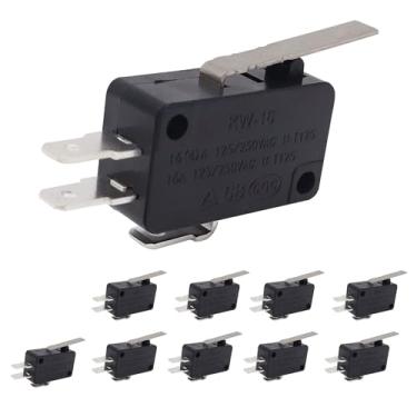Imagem de HiSport Micro Interruptor De Limite V-152-1C25 - Compatível Com Arduino, Alavanca Dobradiça Curta E Reta Momentânea, Tipo Ação Rápida, 10 Peças