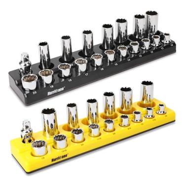 Imagem de HURRICANE Conjunto organizador de soquete magnético conjunto de 2 peças inclui bandejas de soquete SAE métrico de 1,27 cm
