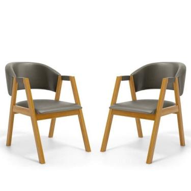 Imagem de Kit Com 2 Cadeiras Leticia Madeira Maciça Estofada Para Mesa De jantar