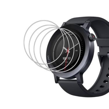 Imagem de Tznzxm [Pacote com 4] Protetor de tela compatível com Amazfit T-Rex 3 Smart Watch, protetor de tela de vidro temperado sem bolhas HD transparente para Amazfit T-Rex 3