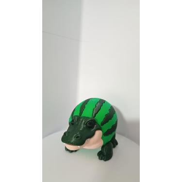 Imagem de Glorbo Frutodrillo Personagem Colecionável, Crocodilo Verde com Listras, Brinquedo 3D Viral do TikTok