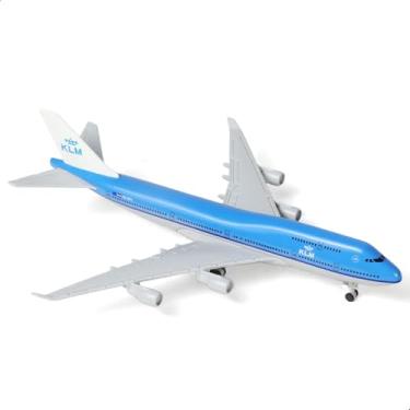 Imagem de QIYUMOKE 1/400 para modelo de avião KLM 747 (15 cm C) para kits de modelo de avião Boeing 747 com trem de pouso de aeronave pré-construído e suporte de exibição para adultos, aviões, presentes ou
