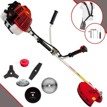 Imagem de Máquina de Cortar Grama Lateral À Gasolina Kawashima KW43L 43cc 1,7HP de Potência 10.000rpm Roçadeira Multifuncional Completa Com 6 Opções de Cortes