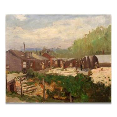 Imagem de Voluntary Aid Destachment Camp, Rouen John Lavery Classic Realist Portrait & War Scene Canvas Art – Decoração de parede de arte irlandesa para casa 30 x 36 cm Un Framed