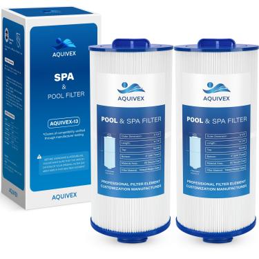 Imagem de AQUIVEX Filtro de spa 6CH-960 60 m², compatível com Unicel 6CH-960, Filbur FC-2800, 6540-476, 6540-383, Pleatco PJW60TL-F2S, filtros de jacuzzi J-300, J400, pacote com 2 filtros de banheira de