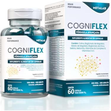 Imagem de Suplemento Cogniflex Colina Vitaminas do Complexo B Proteínas, Zinco, Magnésio 60 capsulas, Metalab
