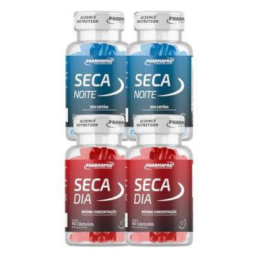 Imagem de Kit 2x Termo Seca Dia 200mg Cafeina 60 Caps Maxima Concentração Foco 200mg + 2x Termogenico Noite Sem Cafeina Pote 60 Cáps Noturna Picolinato de Cromo Triptofano Coenzima Q10 Carnitina Vitamina B6