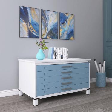 Imagem de Mapoteca Mont 5 Gavetas 71,3cm X 120,4cm Aço Branco/Azul Dali