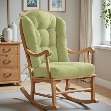 Imagem de Almofada para cadeira de balanço Wingback - Almofadas grandes de cadeira Adirondack Tufado, Esponja de Alta Densidade, Almofadas de balanço de chenille confortáveis com laços, conjuntos de 2 peças