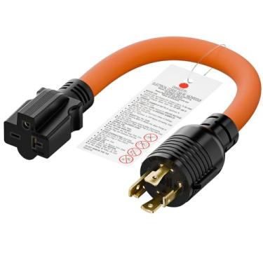 Imagem de Plugue de travamento de 30 Amp Nema L14-30P macho para adaptador de lâmina T 6-20R, Adaptador STW 10-AWG 30A 4-Prong 250V a 3 20A 250V 6-20/15R, adaptador L14-30 a 6-20