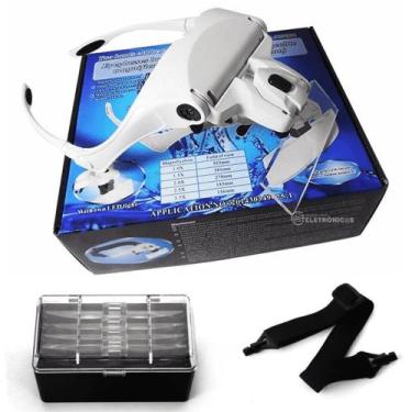 Imagem de Óculos Com Lupa de Cabeça Profissional 5 Lentes e Luz LED - 9892B1 - J
