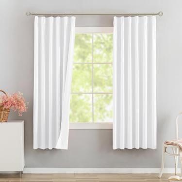 Imagem de DONREN Cortinas blecaute brancas plissadas com abas traseiras 101,6 cm L x 160 cm C