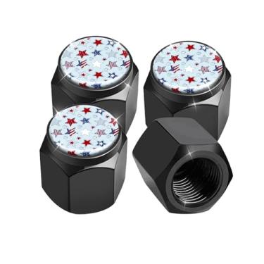 Imagem de Pacote com 4 tampas de haste de válvula de pneu, tampas de haste de roda de carro, tampas de válvula de ar de alumínio, ajuste universal para carros, SUVs, caminhões, bicicletas e motocicletas
