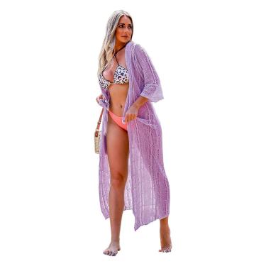 Imagem de Saída de Praia Feminina Longa Manga 3/4 Tricot - Carraro