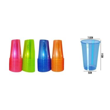 Imagem de Kit 350 Copos Neon Descartável Neon Coloridos 300Ml