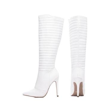 Imagem de Bota Cano Longo Salto Alto Stiletto Bico Fino Feminina 12cm - Torricel