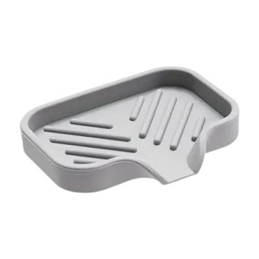 Imagem de Baoblaze Saboneteira, silicone antiderrapante, fácil de limpar, bandeja à prova de respingos para pia de cozinha, bandeja para sabonete e esponja, para pia, Pequeno