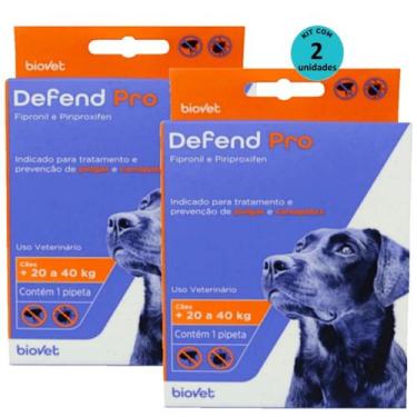 Imagem de Defend Pro Cães 21 a 40Kg Prevenção de Pulgas e Carrapatos em Cães kit