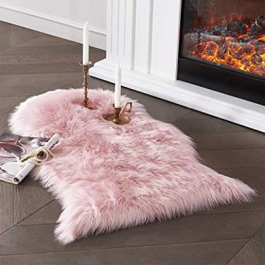 Imagem de SERISSA Capa de sofá para cadeira de pele de carneiro sintética pequena e felpuda para quarto, chão, janela, decoração de quarto, 5 x 90 cm