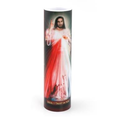 Imagem de THE SAINTS COLLECTION Divine Mercy, vela de oração devocional LED sem chama