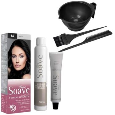 Imagem de Coloração Capilar Tonalizante Sem Amônia Tono Soave Capelli e Kit de Tintura (1.0 Preto)