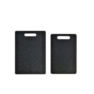 Imagem de Tábua de corte de plástico com alça de fácil aderência, conjunto de mini tábuas de charcutaria para cozinha, tábua de cortar dupla face para carne, vegetais, frutas, lavável na lava-louças (preto