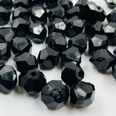 Imagem de Miçanga Balão Facetado 15x18mm 30pçs Passante Preto 80g - Macall