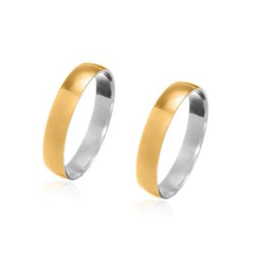 Imagem de Par de Alianças Gaya encapadas em Ouro 18k com 3mm de largura - JoiaUn