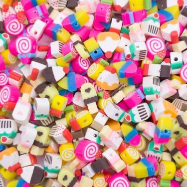 Imagem de Miçanga Passante Fimo Diversos Colorido 100pçs Escolha o Modelo - Maca