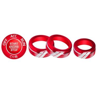 Imagem de YOSRTER 3 peças de capa de botão de controle de alumínio para acessórios Dodge Durango 2021 2022 2023 2024 2025 ar condicionado AC Climate Switch ajuste de volume (acabamento vermelho)