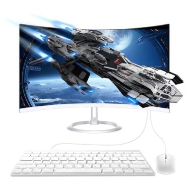 Imagem de Computador desktop multifuncional de 24 polegadas, monitor de exibição curva FHD N5095, processador quad-core, 8 GB de RAM, SSD de 512 GB, Wi-Fi de banda dupla, Bluetooth, 4 USB, HDMI, VGA, teclado e
