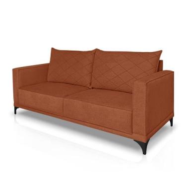 Imagem de Sofá 2 Lugares 1,80m Estofado em Bouclé Terracota com Pés Metálico - E