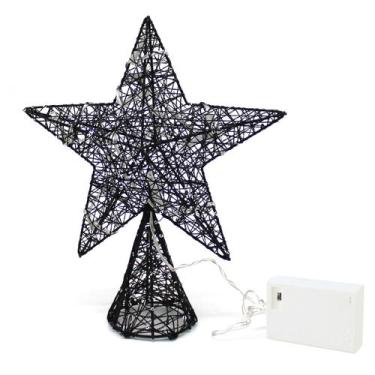 Imagem de Topper de árvore de Natal CVHOMEDECO Black Star com luzes LED - CVHOME