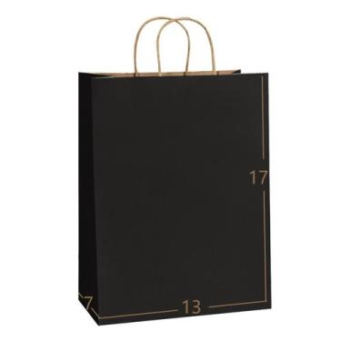 Imagem de Sacola de presente Dream Recycled Black Kraft Paper 13x7x17cm 50ct - B