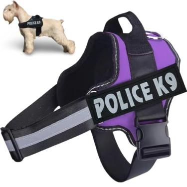 Imagem de Coleira Peitoral Para Cachorro Porte Pequeno Médio e Grande Colete Confortável Policia K9 (Lilás, P)