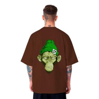Imagem de Camiseta Oversized Masculina Chimpanzé Swag Skate - FSL.CONF, Marrom, 