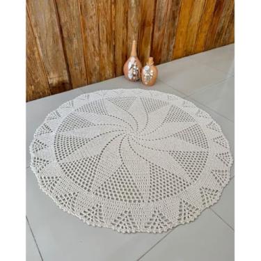 Imagem de Tapete Redondo Médio Cru 1,40m Crochê Artesanal (Cru)
