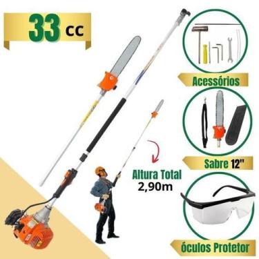 Imagem de Podador De Altura Vulcan Trent Vp3300L Moto Podador De Galhos 33cc 1,5