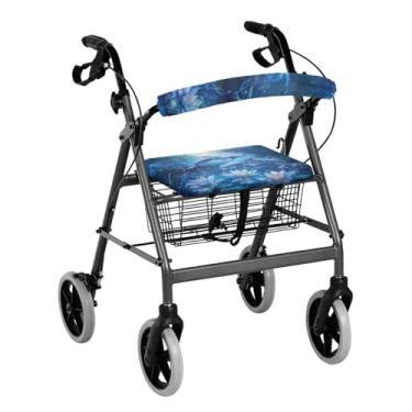 Imagem de Luarisgur Acessórios para andador rollator flor golfinho bonito capas de assento de andador para senhoras padrão rollator andador assento e encosto capas universais andadores para idosos com capas de