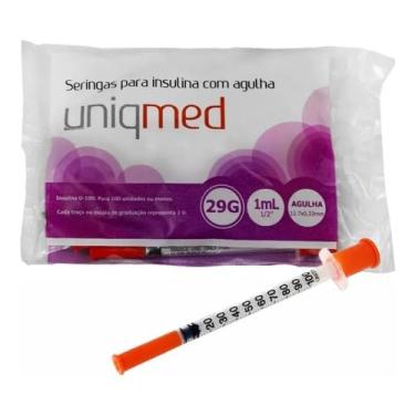 Imagem de Seringa com Agulha para Insulina, Insumo, 1ml, 12,7mm x 0,33mm Uniqmed | 10 Unidades | Esterilizada, Latex Free